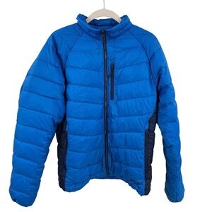 Lands' End Puffer Jacket Mens Small Blue 800 Down Fill Power Hyper Dry Packable
